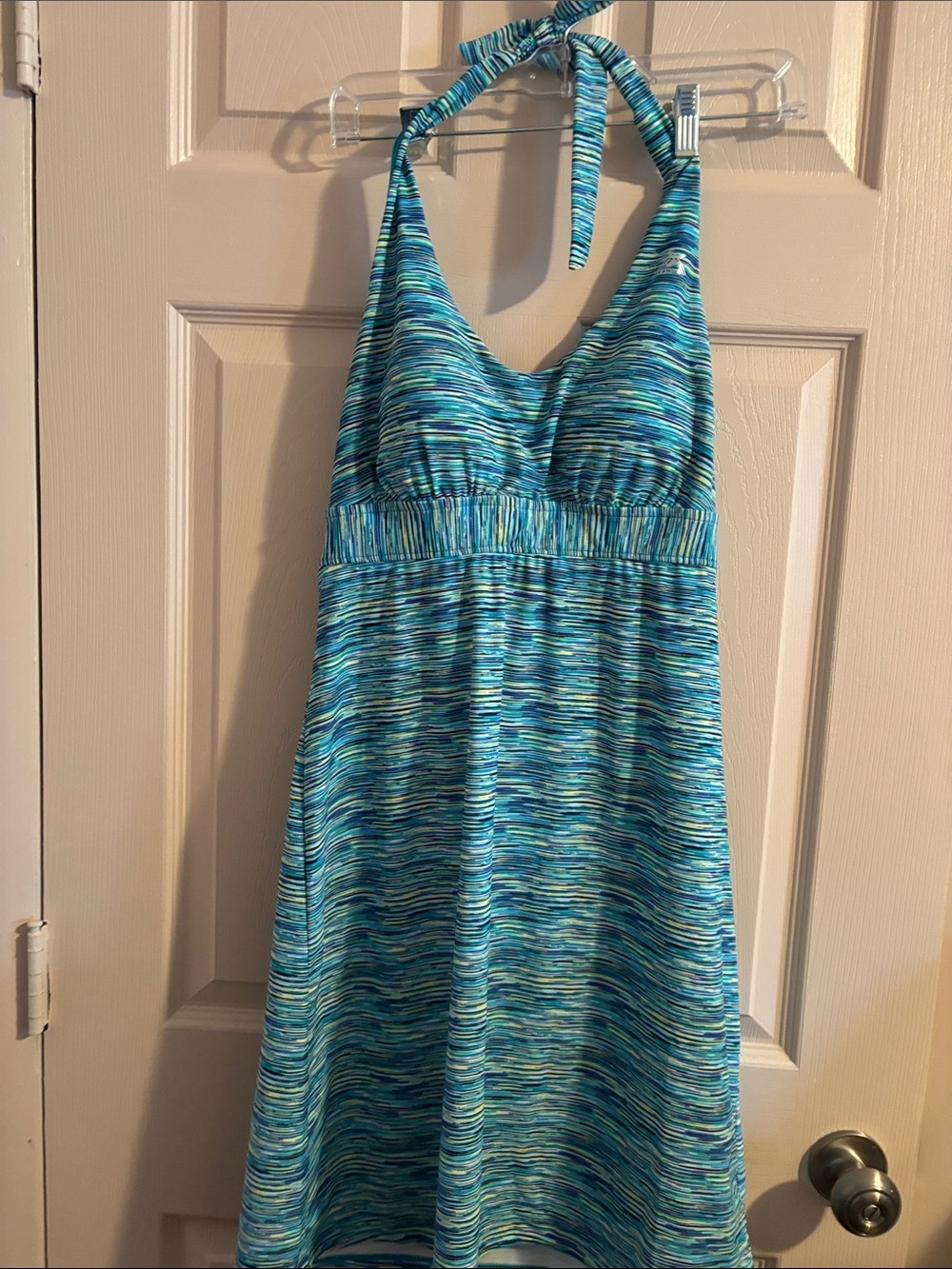 Halter Backless Blue Multi-Stripe Summer Dress